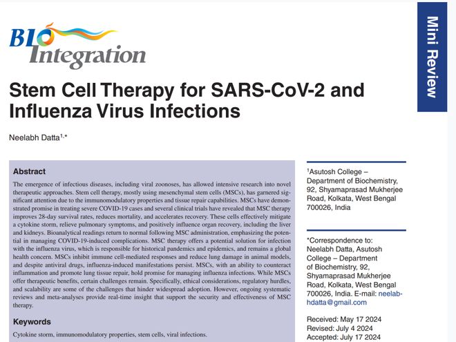 BIOI最新速递SARS-CoV-2和流感病毒感染的干细胞疗法(图1)