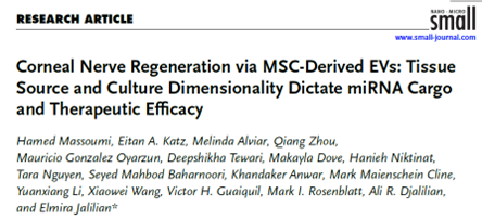 Small研究：3D培养体系提升MSC-EVs角膜神经再生效(图1)